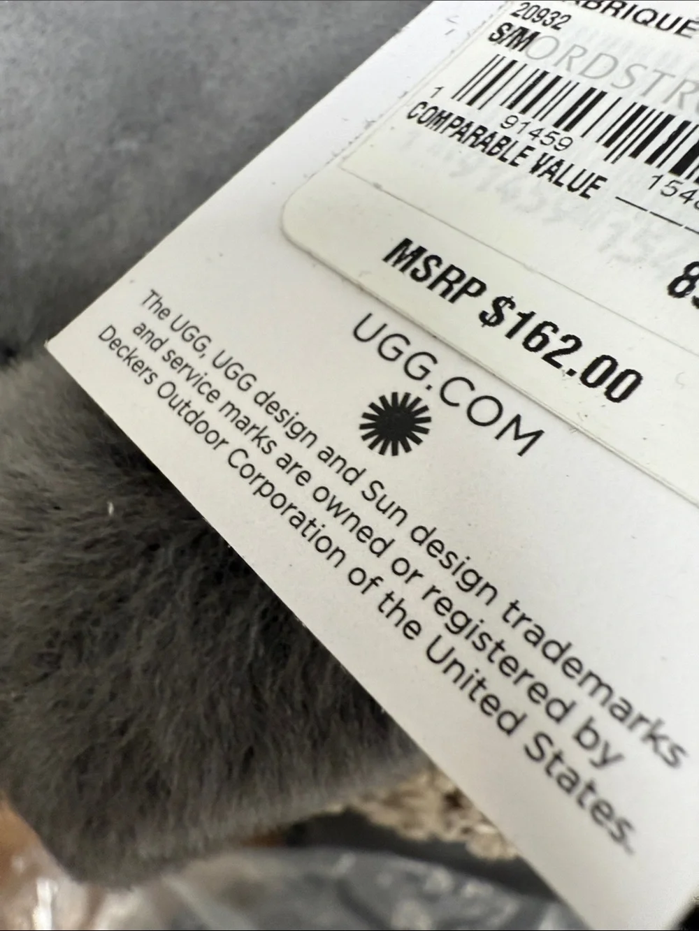 UGG Grey Suede Shearling Lined Mittens